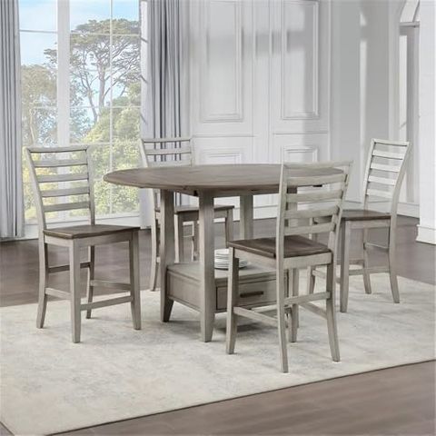 Amazon.com - Abacus Two-Tone Smokey Alabaster And Brown 5-Piece Drop ... within Abacus Two-Tone Smokey Alabaster And Brown Drop-Leaf Counter Table